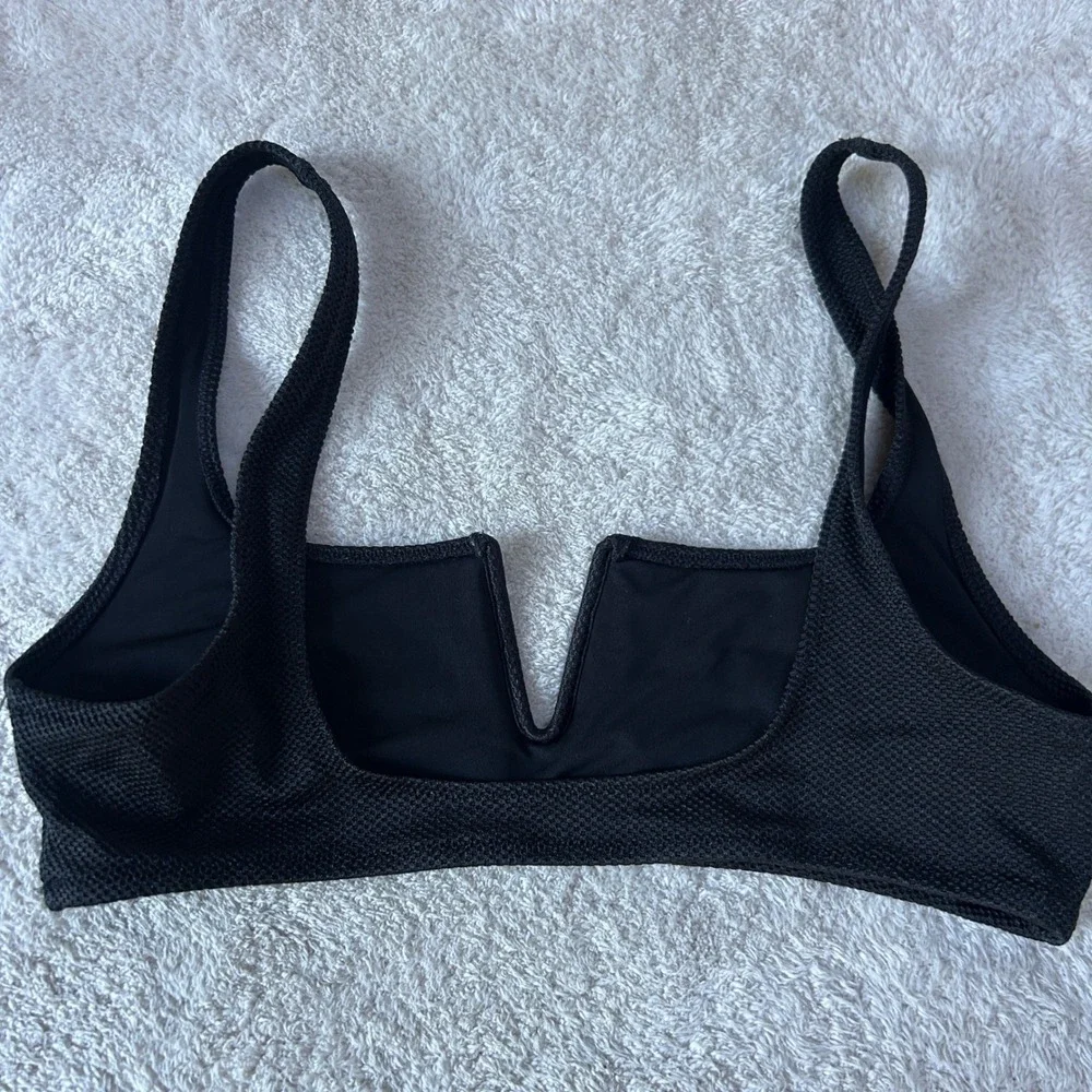 Aerie Real Good Bikini Top Bundle Brown Crinkle Cutout & Black V-Wire Notch M